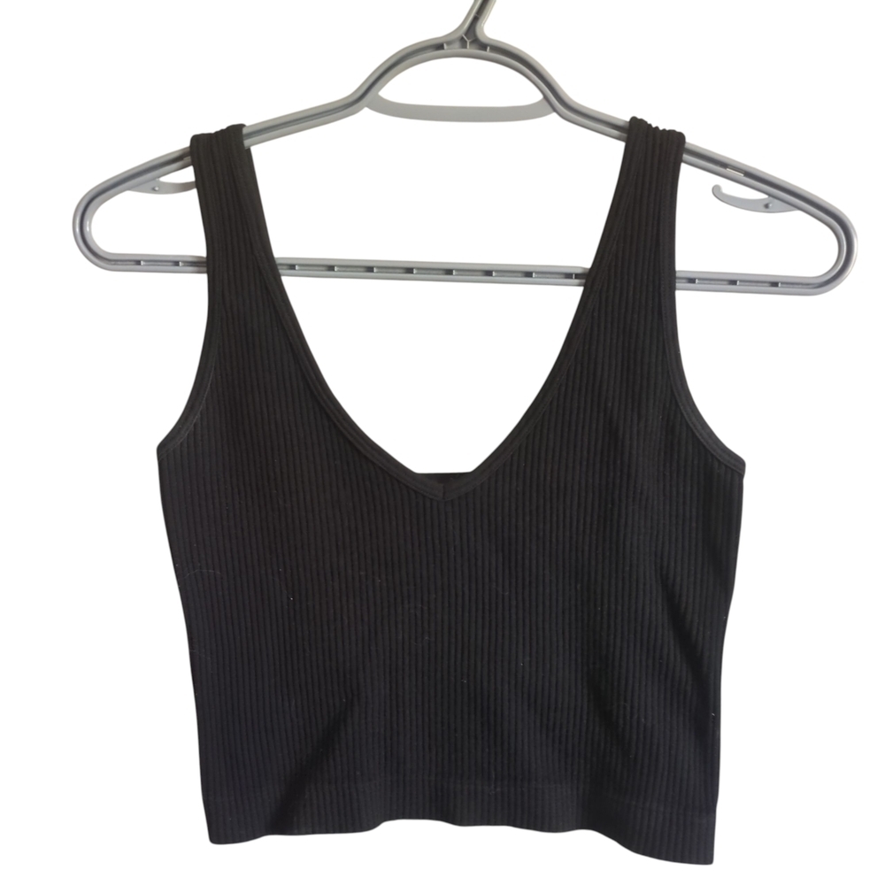 Unbranded Black Ribbed Crop Top Size Small